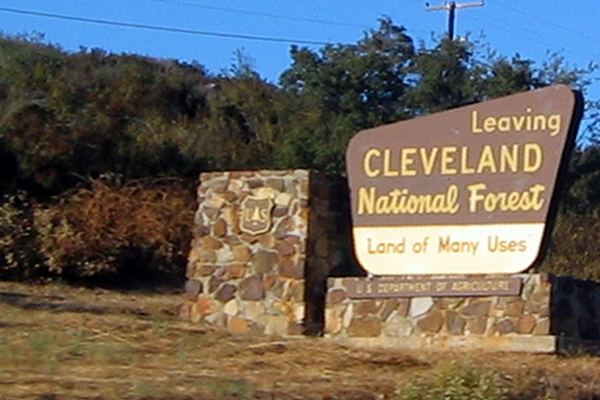 Leaving Cleveland National Forest sign along Ortega Highway